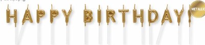 Gold Happy Birthday Candle Picks