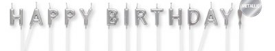 Silver Happy Birthday Candle Picks