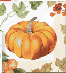 5" Square Pumpkin Harvest Beverage Napkin Fall and Thanksgiving