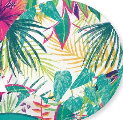 Pack of 8 7" Round Island Tropical Palm Fronds Paper Plate