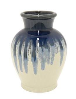 8" Blue Drip on White Vase