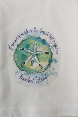 Sanibel Island "Memories Made at the Beach Last a Lifetime" Sand Dollar Kitchen Towel