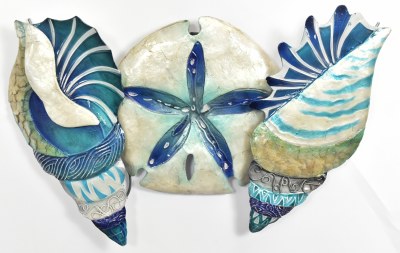 Blue and White Capiz Shells and Sand Dollar