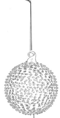 3.5" Clear Dots Glass Ball Ornament
