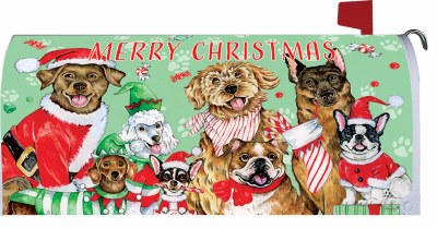 Christmas Dogs Mailbox Cover