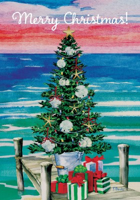 Mini Christmas Christmas Tree on a Dock Garden Flag