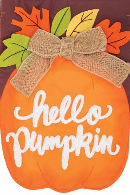 Mini "Hello Pumpkin" Burlap Garden Flag