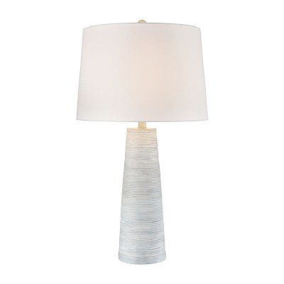 31" Light Blue Ribbed Cone Table Lamp