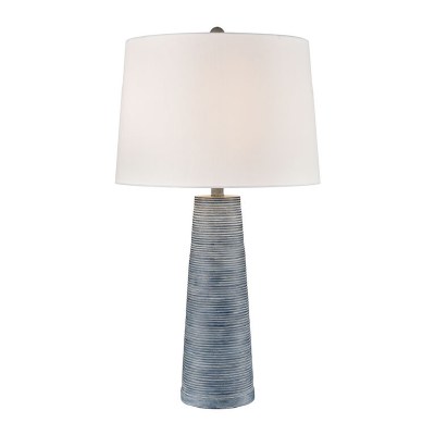 31" Dark Blue Ribbed Cone Table Lamp