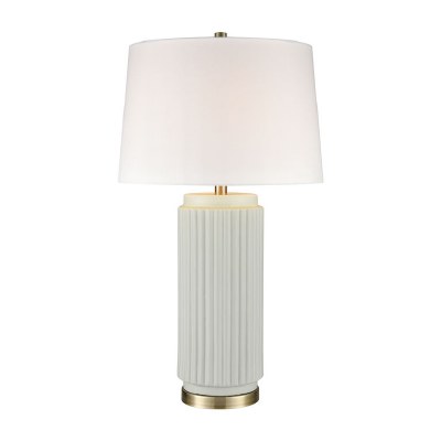 30" Light Green Ribbed Column Cermaic Table Lamp