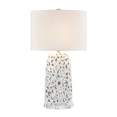 31" White Openwork Faux Coral Ceramic Table Lamp