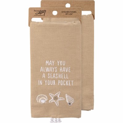 26" x 20" Beige may you always have a seashell in your pocket Kitchen Towel