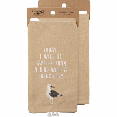 26" x 20" Bird With a French Fry Kitchen Towel