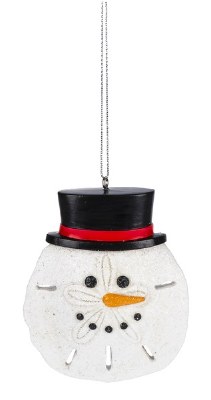 4" Sand Dollar Shaped Snowman Ornament
