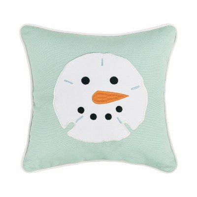10" Sq Sand Dollar Shape Snowman Decorative PIllow
