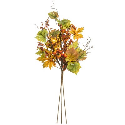 20" Faux Fall Maple Leaves and Berry Spray Fall and Thanksgiving Decoration