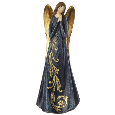 11" Blue and Gold Angel Statue