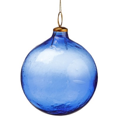 4" Dark Blue Glass Ball Ornament
