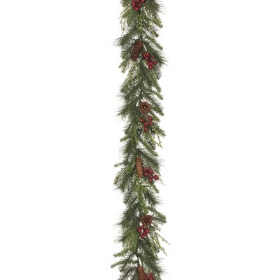 72" Faux Red Berry and Pine Garland