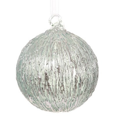 3" Silver Textured Glass Ball Ornament