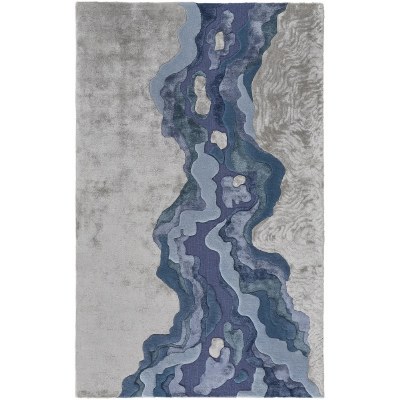 3.6' x 5.6' Blue and Silver Serrano 8854F Rug