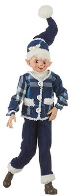 16" Blue and White Elf Wearing a Jacket