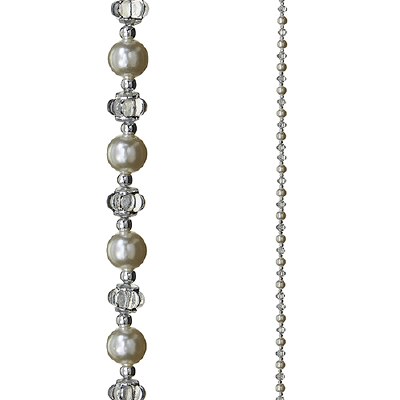 6' Pearl, Silver, and Clear Bead Garland