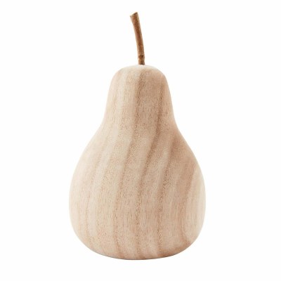 7" Natural Wood Pear Figurine