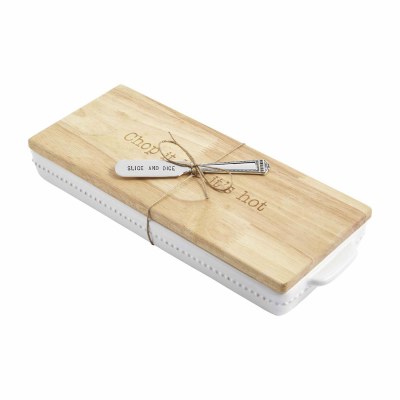 5" x 12" White Tray With a Board and Server by Mud Pie