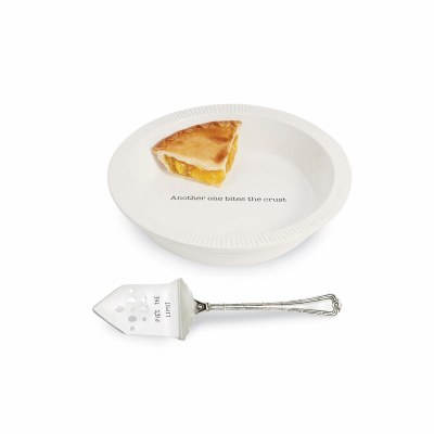 11" Round White Pie Plate With a Server by Mud Pie