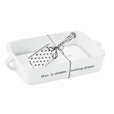 8" x 13" White Dish With a Cheese Grater by Mud Pie