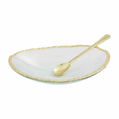 7.5" Oval Glass Bowl With a Spoon by Mud Pie