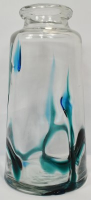Large Clear and Turquoise Glass Vase