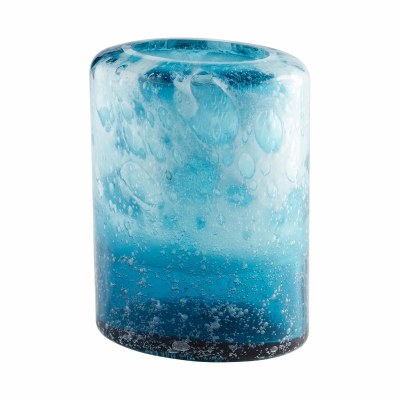 10" Blue Bubbles Cylinder Vase