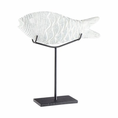 14" Clear and Frost Glass Fish on a Stand