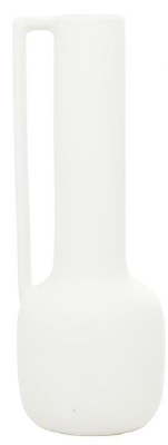 16" White Cylinder Shape With a Round Bottom Cermaic Vase