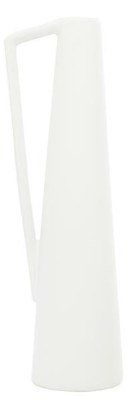 17" White Triangular Shape Ceramic Vase
