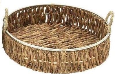 18" Round Seagrass Tray With Handles