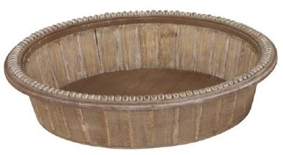 20" Round Brown Rustic Wood Tray