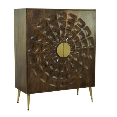 36" Brown Sculpted Cabinet