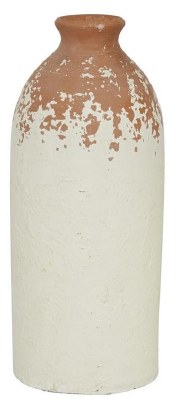 13" White and Terracotta Ceramic Vase