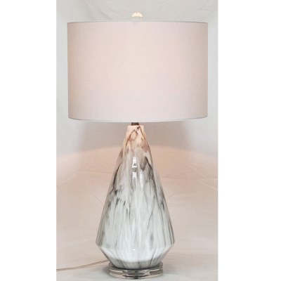 28" White Marble Cone Lamp