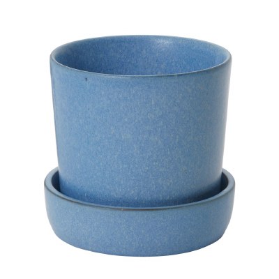 5" Blue Ceramic Pot With a Saucer