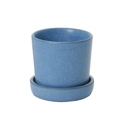 4" Blue Ceramic Pot With a Saucer