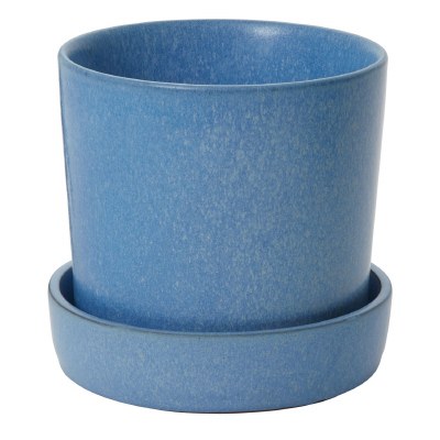 7" Blue Ceramic Pot With a Saucer