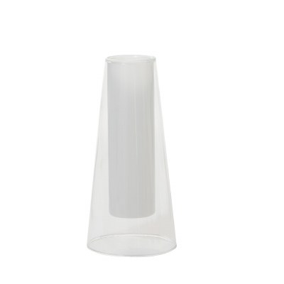 9" White Cylinder in a Clear Cone Glass Vase