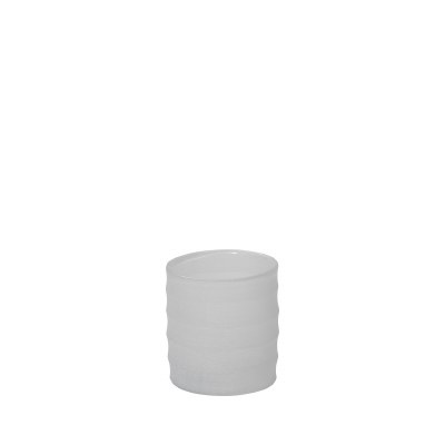 4" Round White Frosted Ribbed Glass Votive Holder