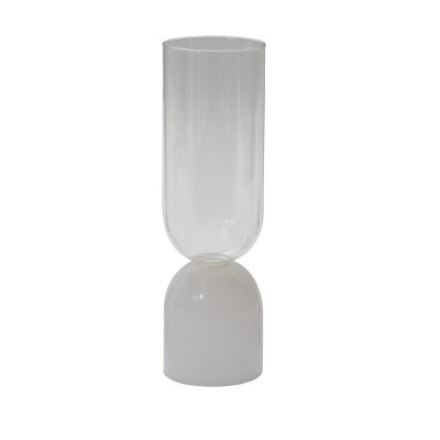 11" Clear Glass Vase With a White Base