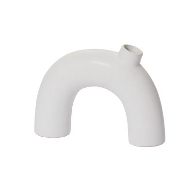 8" White Arch Ceramic Vase