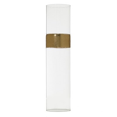 17" Clear Glass Vase With a Gold Band